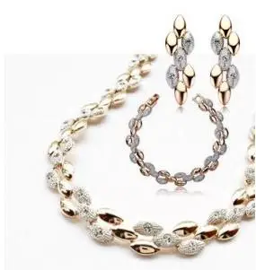 

Fashion Crystal Jewelry Gold color Plated 3 Pieces Sets Wedding Jewellery