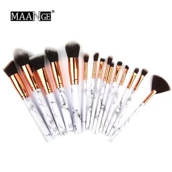 

15 Pcs Marbling Plastic Handle Makeup Brush Set Professional Face Eye Shadow Eyeliner Foundation Blush Blending Brush Tool Kit