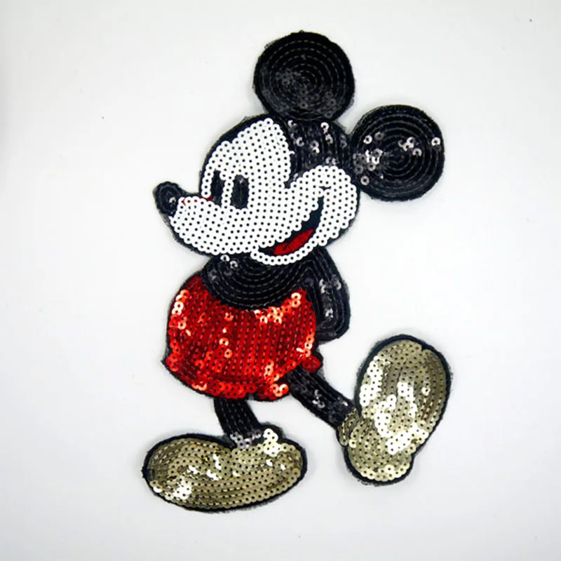 

17*25cm Big size Embroidered Sew-On Patches Clothes Sewing Mickey Clothing DIY Motif Applique Sticker Sequins handmade patch