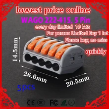 Limited special promotions 5 pcs/lot WAGO 222-415 PCT215 Compact Wire Wiring Connector 5 pin Conductor Terminal Block With Lever