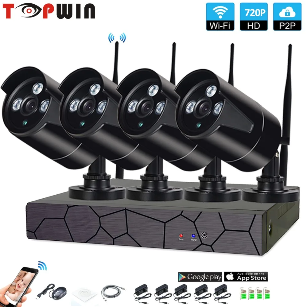 4CH 1080P HD Wireless NVR Kit P2P 720P Indoor Outdoor IR Night Vision Security 1.0MP IP Camera WIFI CCTV System 4CH 1080P HD Wireless NVR Kit P2P 720P Indoor Outdoor IR Night Vision Security 1.0MP IP Camera WIFI CCTV System