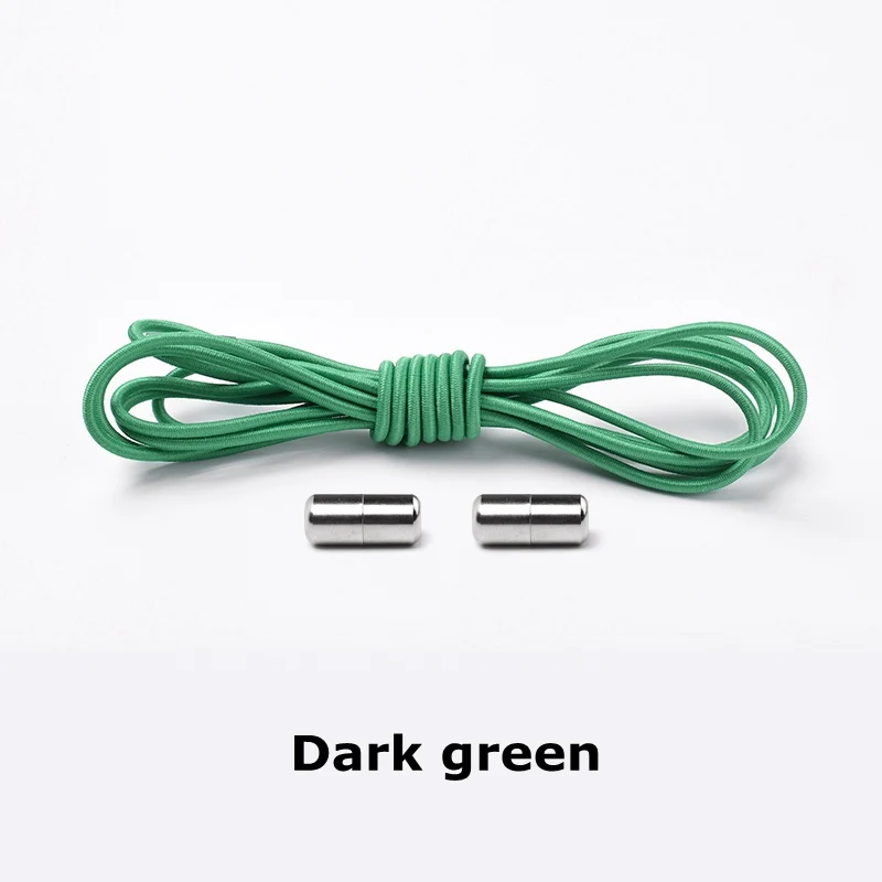 Dark green 1 пара Упругие фиксирующие шнурки круглые шнурки без завязок шнурки для обуви для детей и взрослых шнурки для кроссовок быстрая ленивая обувь шнурки для шнурков 25 цветов - Цвет: Dark green