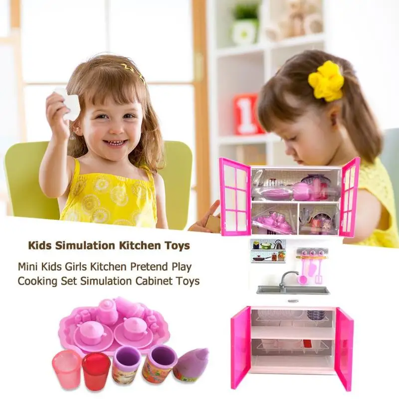 1 Set Kitchen Sound Light Cabinet Toys Cooking Pretend Play Education Toys For Chilidren Birthday Gift Food Miniature Play House