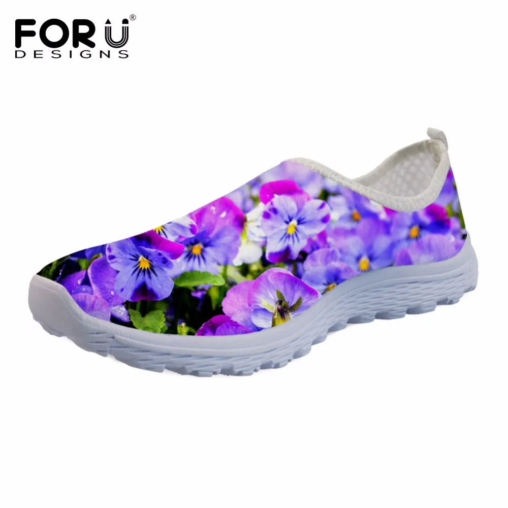 

FORUDESIGNS Floral Style Women Casual Sneakers 3D Pretty Flower Printing Spring Summer Mesh Flats Shoes for Lady Zapatos Mujer