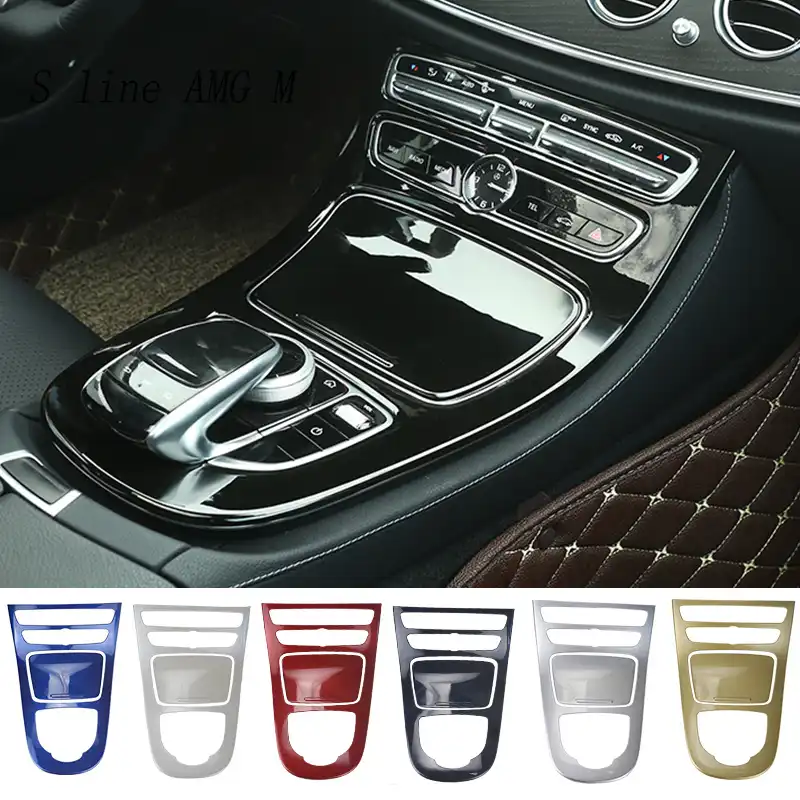 2Pcs Console Gear Shift Panel Cover Trim for E-Class W213 16-18 Walnut Brown Wood Console Gear Panel Trim