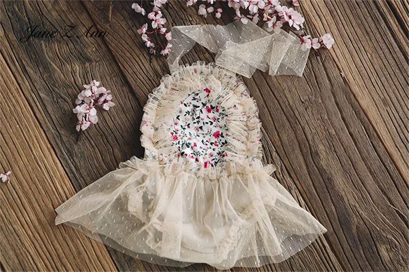 Jane Z Ann маленькая Цветочная сетка маленькое платье с открытой спиной для новорожденных/Размер 6 месяцев для маленьких девочек студийная съемка наряды