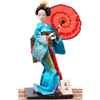 

Beautiful Japanese Geisha Dolls kimono doll with umbrella japanese style home decoration craft office ornament kid Birthday gift