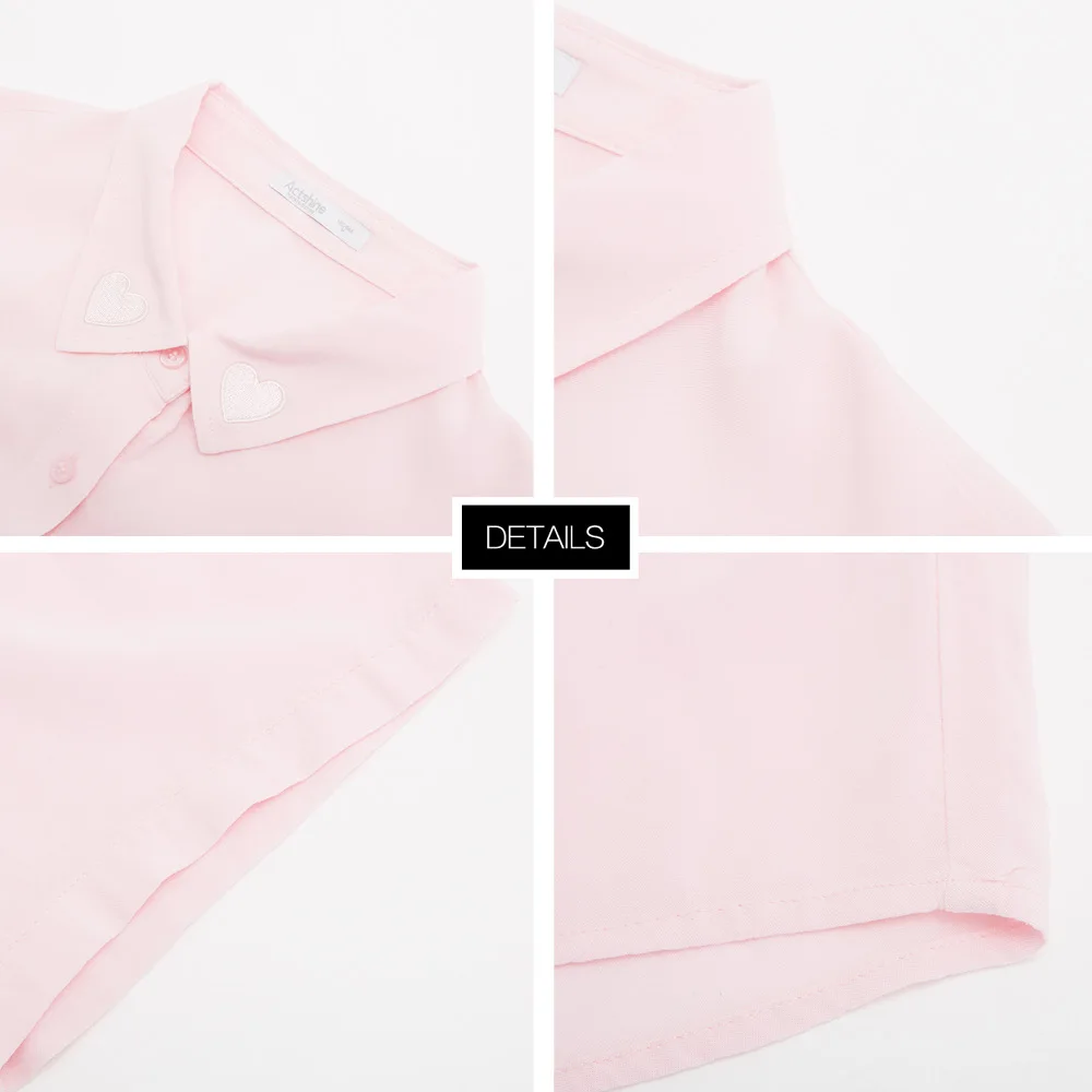  METERSBONWE Short Sleeve Shirt for Female Blouse Love Embroidery Japanese Shirt Lovely Students Sum