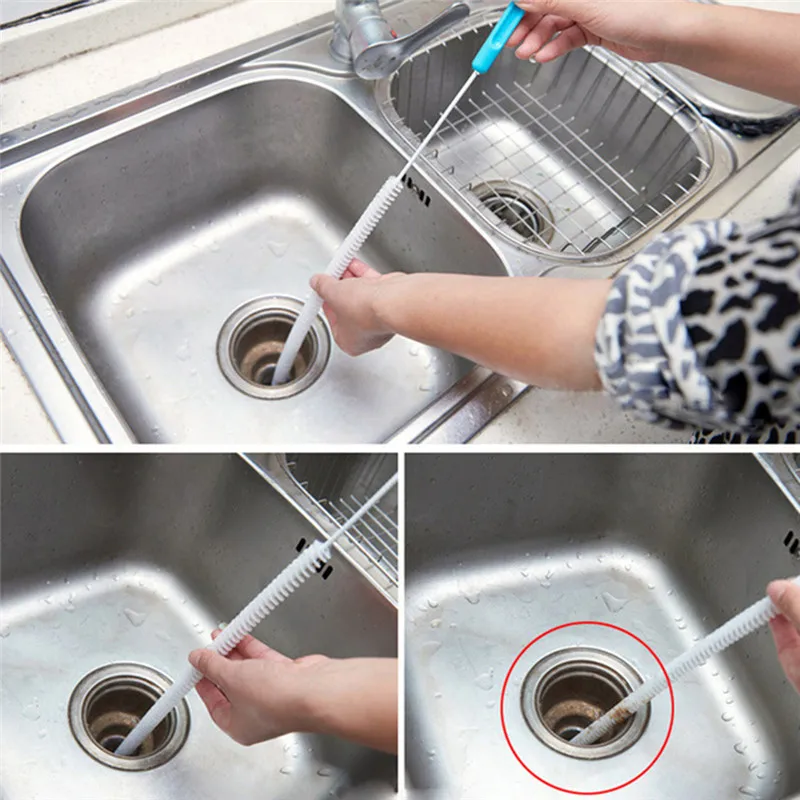 

1PCS 71cm Bathroom gadgets Kitchen Accessories Sewer Cleaning Brush Home Bendable Sink Tub Toilet Dredge Pipe Snake Brush Tools