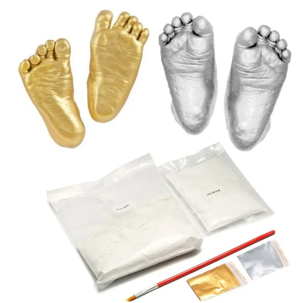 

3D Baby Casting Kit Handprint Footprint Hand Plaster Cast Mould Keepsakes (Gold&Silver) (Size: 1, Color: Multicolor)
