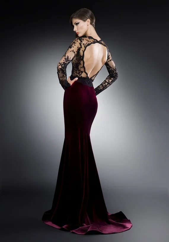 backless velvet gown