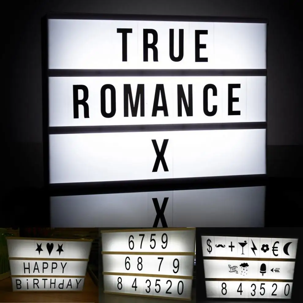 

3 Line A4 Size LED Cinema Light Box Energized Mode Cinematic Lightbox Letter With Number Combination Puzzle Light Lamp for Party