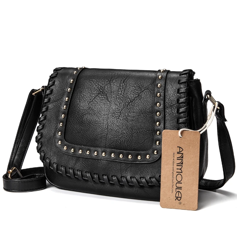  Annmouler Fashion Women Shoulder Bag Pu Leather Crossbody Bag Solid Color Brand Purse Small Khaki M - 32870963492
