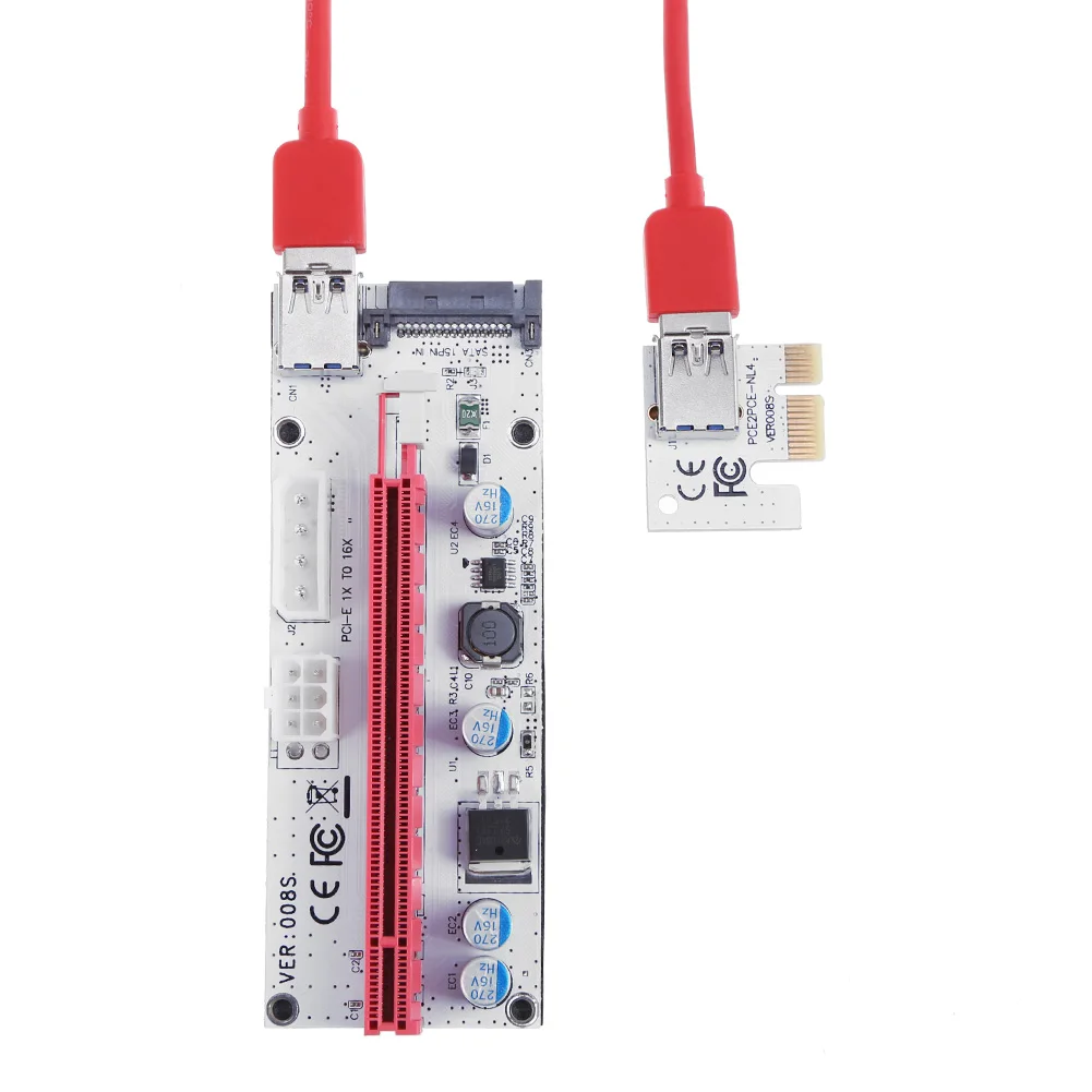 PCI Express 1x до 16x Адаптерная плата SATA 15Pin 6pin 4-контактный порт с 58 см USB3.0 Удлинительный кабель для BTC Miner