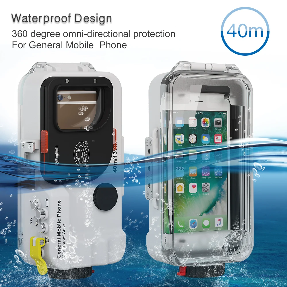 Seafrogs Universal Bluetooth Cell Phone Housing Case Box Underwater 40m Photography For iPhone Huaw