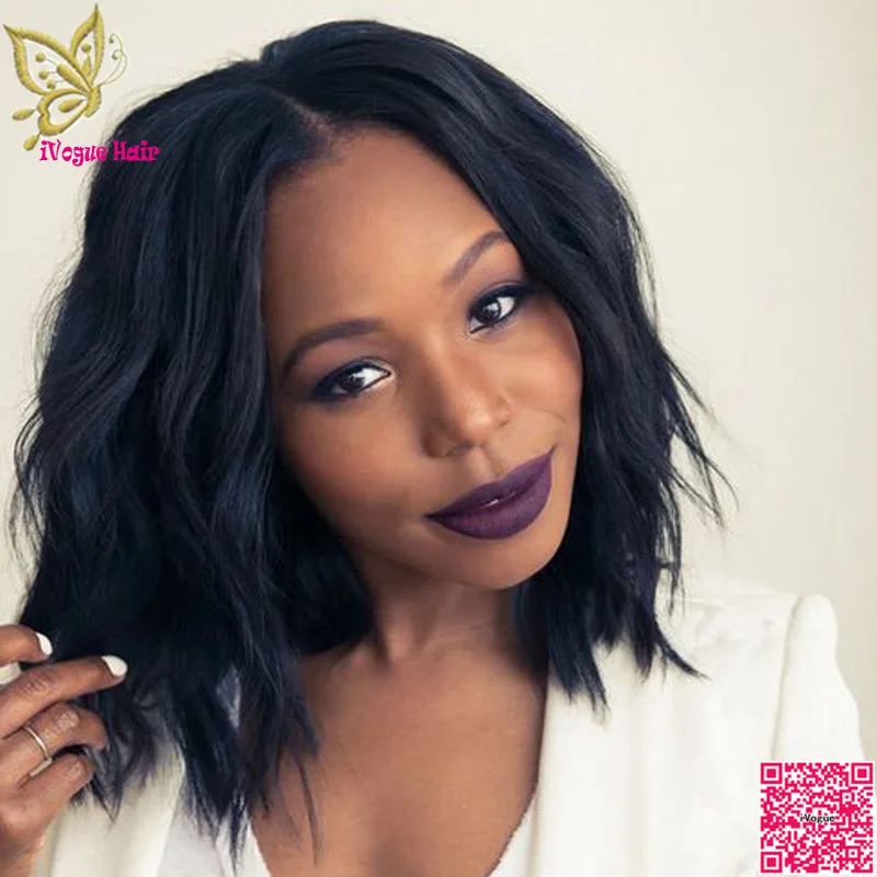 Short Wavy Lace Front Human Hair Wig Virgin Brazilian Full Lace