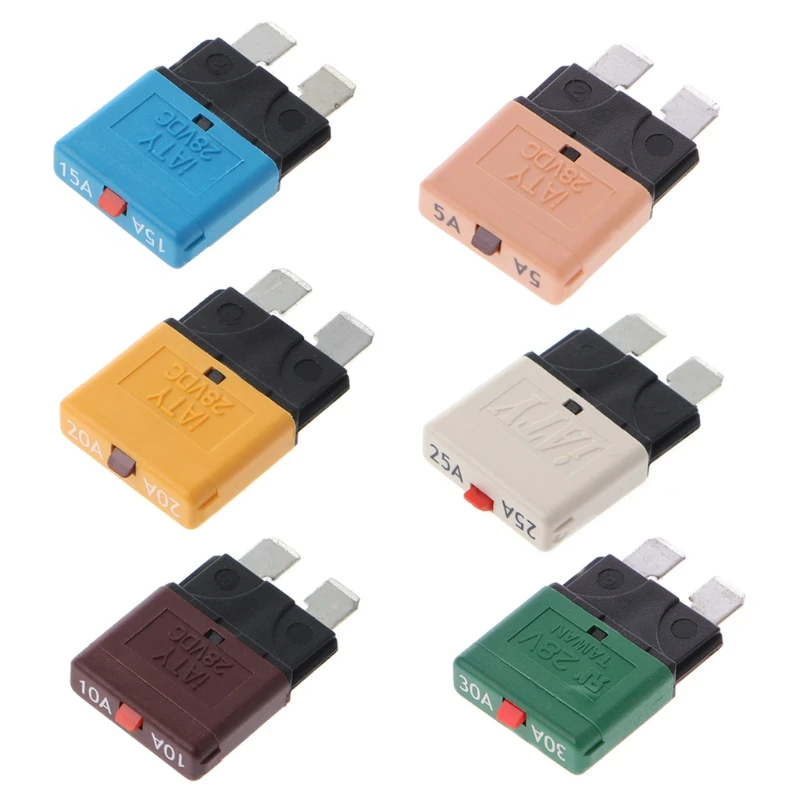 

OOTDTY Circuit Breaker Blade Fuse 28V Resettable 5-30A Marine Rally Automotive