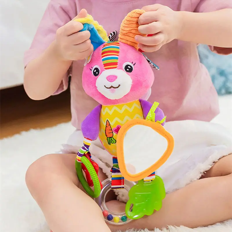 

Plush Baby Rattles Mobile Toys Stroller Hanging Toy Soft Cute Animal Doll Educational Baby Crib Bed Hanging Bells Toys Rabbit
