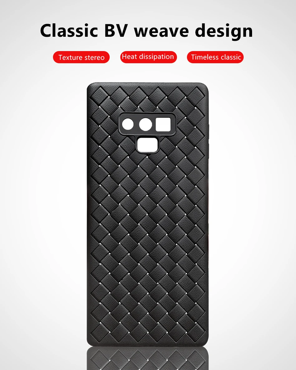 !ACCEZZ Business Luxury Grid Weaving Phone Case 6.4 inch For Samsung Galaxy Note 9 Cases Cover Soft Protective Shell Capa Coque (4)