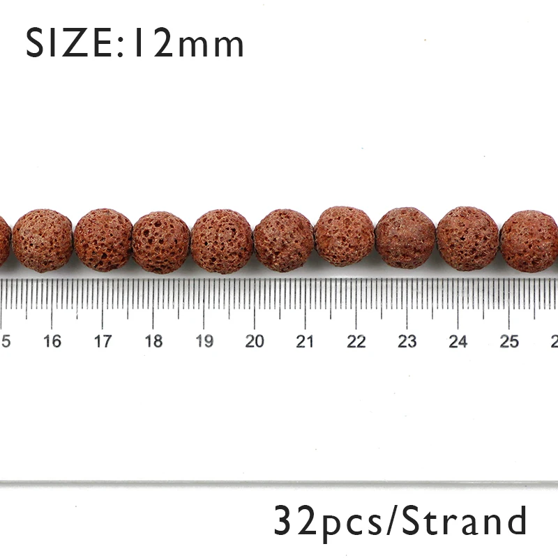 BTFBES бусинки из коричневой лавы вулканическая скала высокое качество натуральный камень 4 6 8 10 12 мм бусина для изготовления ювелирных изделий браслет DIY Аксессуары - Цвет: ST082-12mm 32pcs