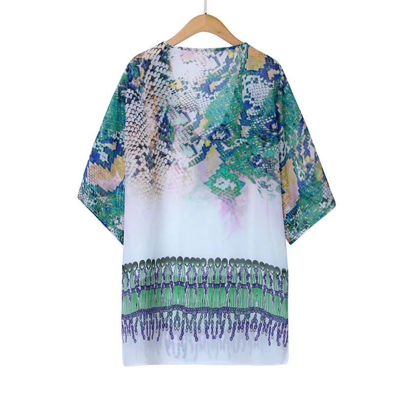 dress female loose of three quarter and mini print deep V neck summer beach dress free size daily casual dropshipping 30AT14