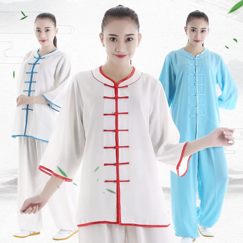 2019 набор боевых искусств хлопок традиционная китайская одежда tang костюм мужской wo мужской длинный рукав Стенд воротник taiji хлопковая