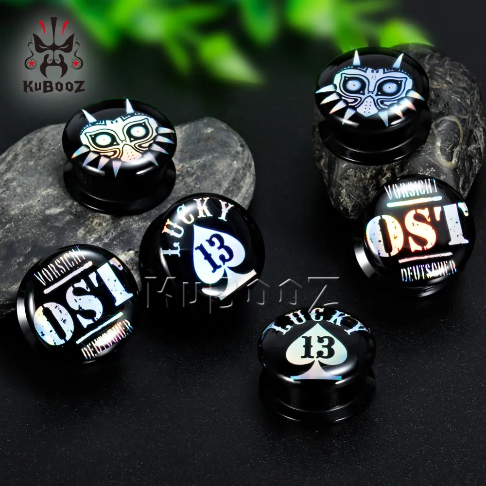 

KUBOOZ Earrings Piercing Ear Expander Gauges Plug Tunnel Stretcher Oreja Studs Saddle Fancy Trendy Acrylic Body Piercing Jewelry