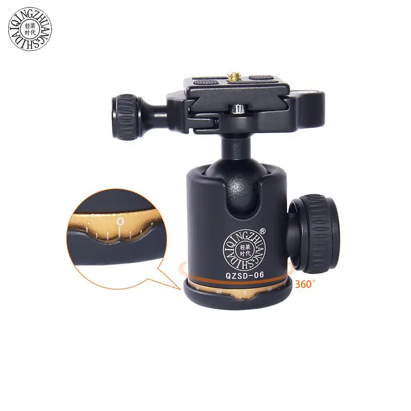 

QZSD-06 Q06 Camera Video Tripod Ball Head Aluminum Alloy with 1/4" Threaded Quick Release Plate&2 Spirit Levels For Canon Nikon