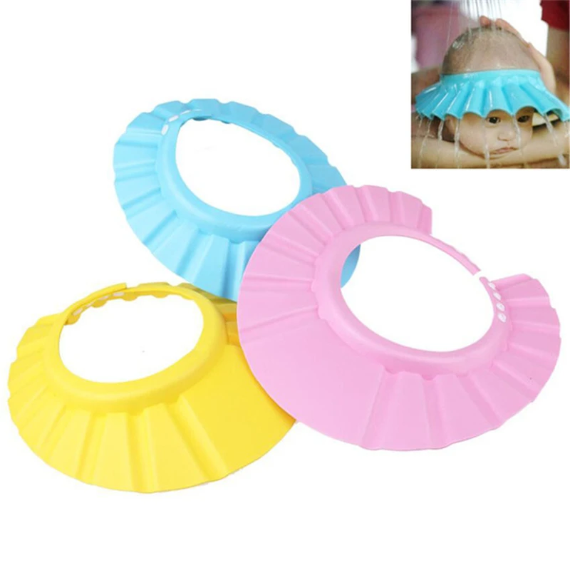 

Hot Safe Shower Bathing Bath Protect Soft Cap Hat for Baby Wash Hair Shield s Children Bathing Shower Cap Hat Kids Baby Hats