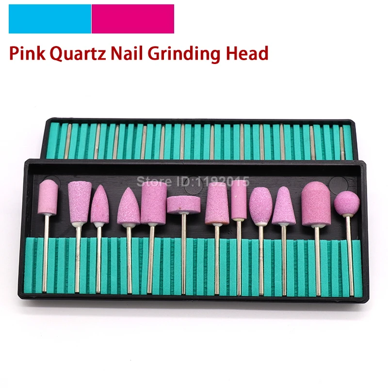 12PCS Quartz Scrubs Stone Polishing Grinding Head Nail Drill Bits Kits Electric Points Machine Art Tools Ceramic Bit Nozzle