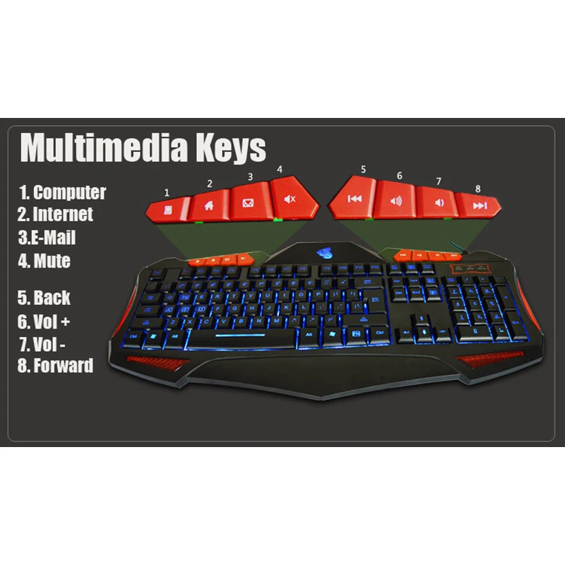 Клавиатура игровая светодиодная с подсветкой 3 цвета|led gaming keyboard|gaming keyboardkeyboard gamer |