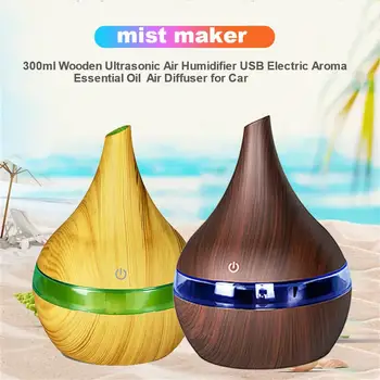 

300ml Wooden Ultrasonic Car Air Humidifier USB Electric Aroma Essential Oil Air Diffuser For Car Interior Supplies