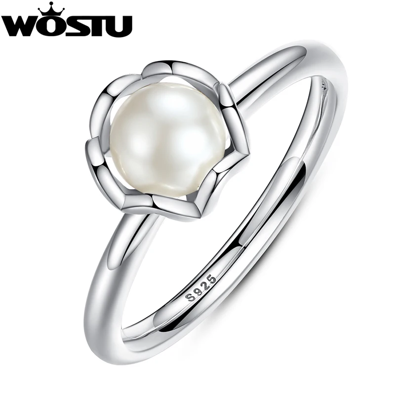 

Authentic 100% 925 Sterling Silver Rings with Pearl Compatible With European Original Same Ring Jewelry XCH7118