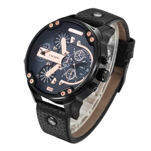 Relojes часы мужские Cagarny люксовый бренд мужские s Мужские кварцевые часы 2 времени военные Relogio Masculino черные кожаные XFCS