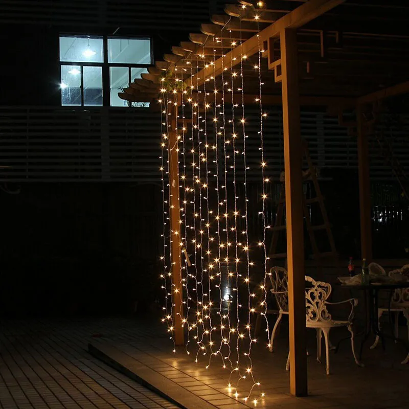 3 м x 3 м наружный подключаемый светодиодный светильник-гирлянда s Сказочный Рождественский светильник, свадебная Рождественская гирлянда, садовые вечерние занавески, Декор, водонепроницаемый