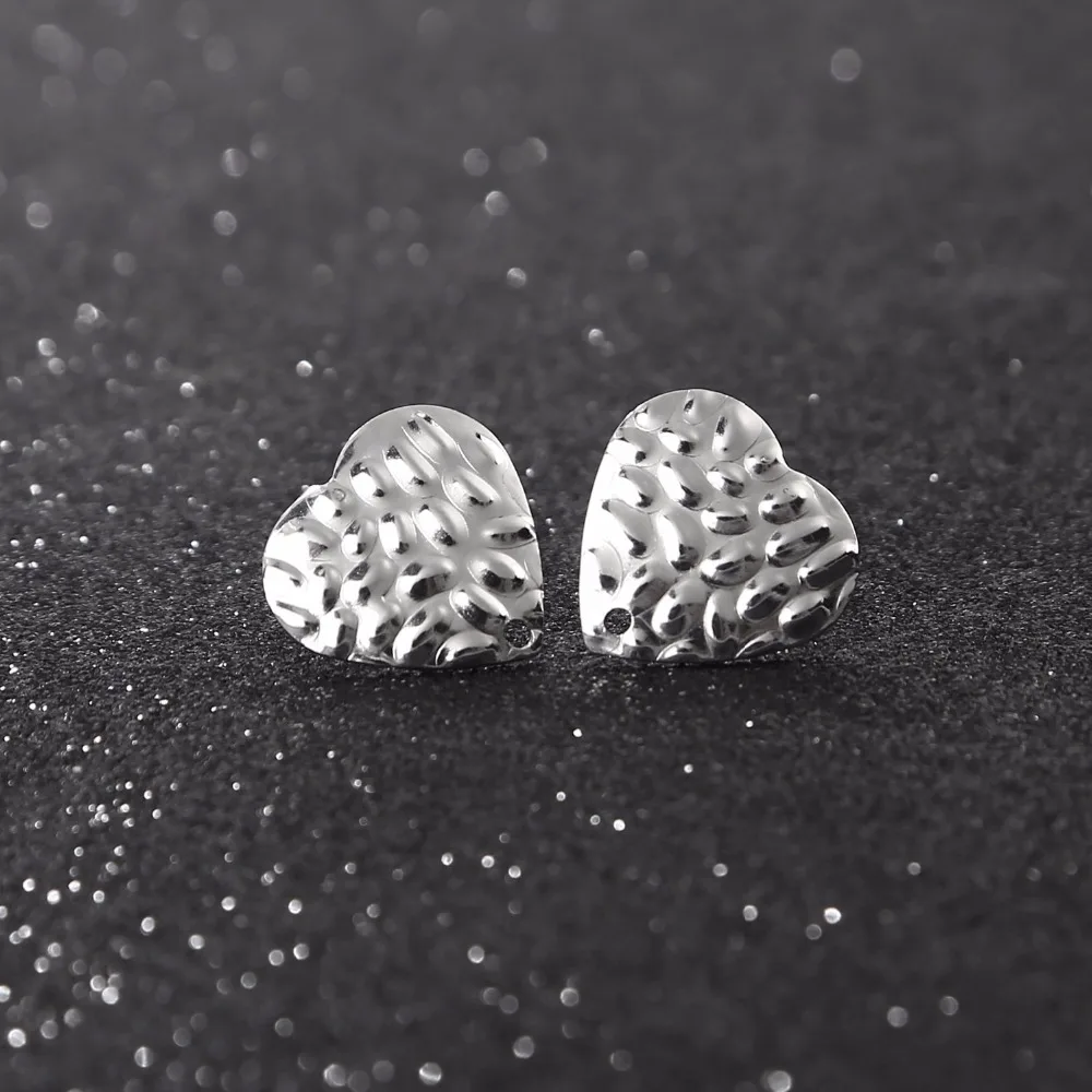 

10PCS/Lot Women jewelry Stud Earrings 8mm Round heart square loop hole Gold/Silver color Stainless steel wholesale
