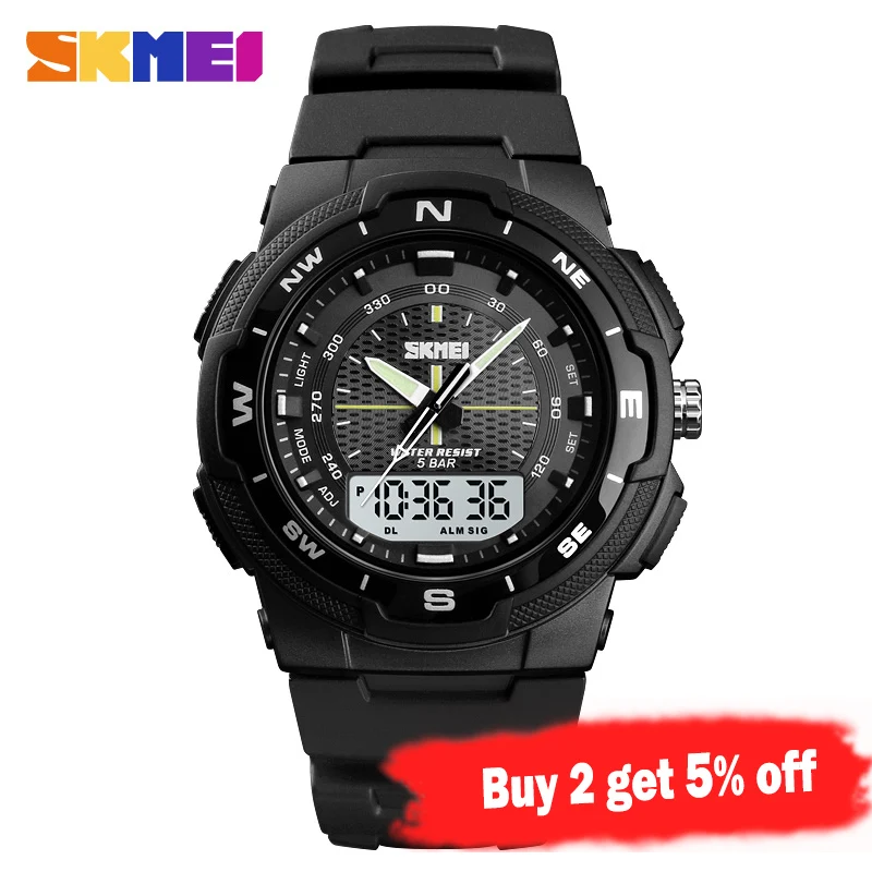 SKMEI Men Watch Outdoor Sports Electronic Watch Man Military Watches Men PU Strap Wristwatch Quartz