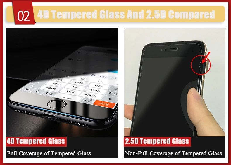 TOMKAS Glass For iPhone 7 8 Screen Protectors 4D Round Curved Edge Full Cover Protective For iPhone 7 8 Plus Tempered Glass