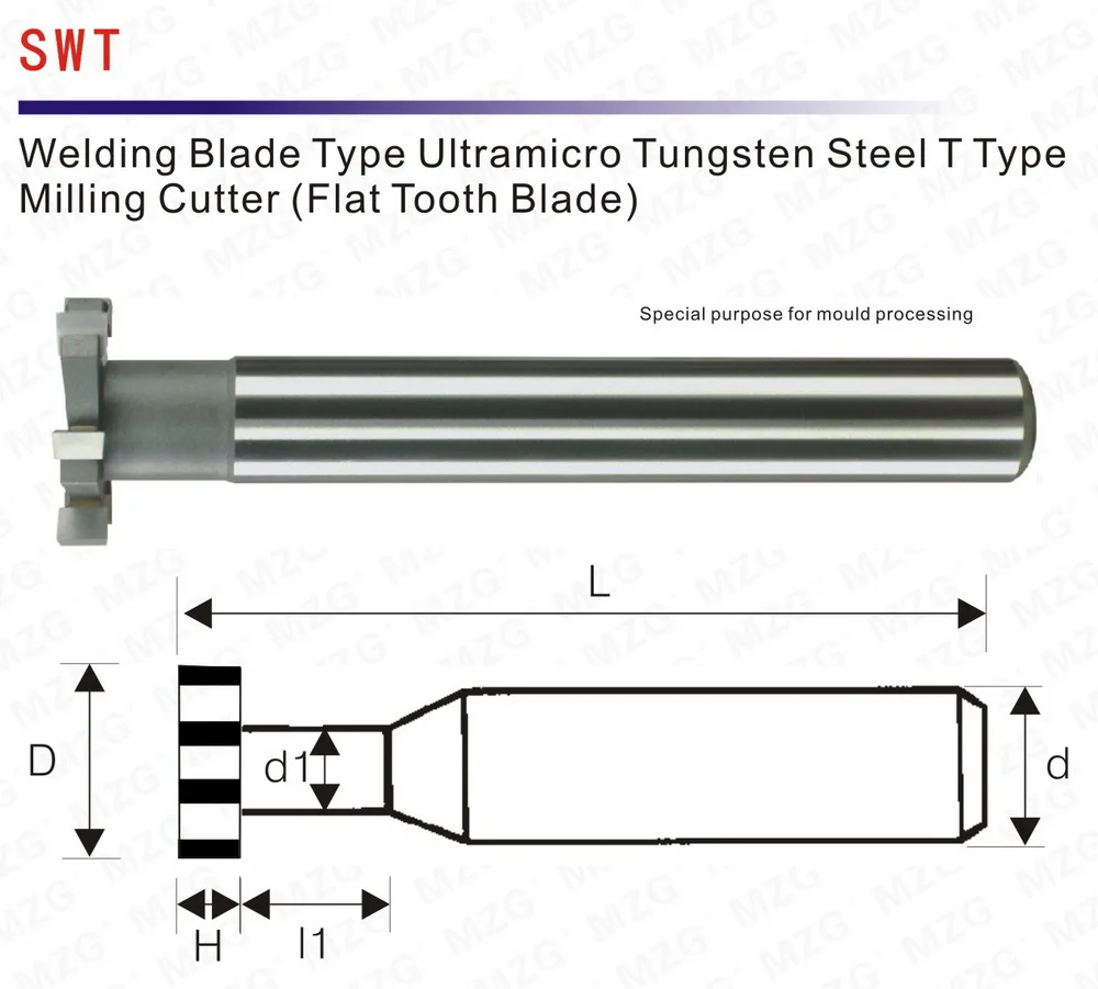 MZG резка прямой зуб 16-30 мм Т-образные фрезы сварочные кромки типа Вольфрамовая сталь боковой фрезы паз обработки