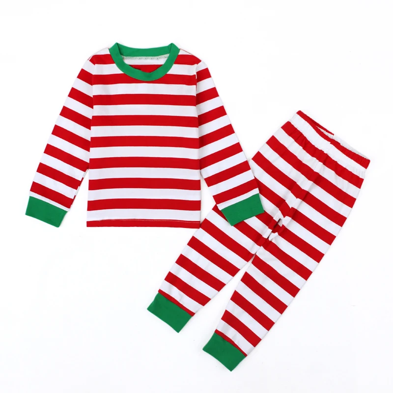 Новые Рождество пижамы полосатый детские пижамы установка Длинный рукав детская пижама хлопка пижамы для мальчиков И девочек Одежда для сна от 1 до 7 лет DS40