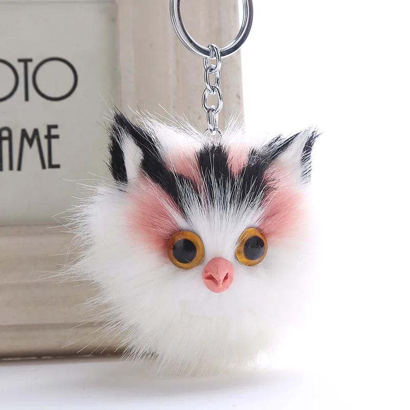 

Simulation Cute Owl Pompom Keychain Keyring Charms Fur Ball Bag Pendants Car Key Chain Accessories Jewelry 6C1186
