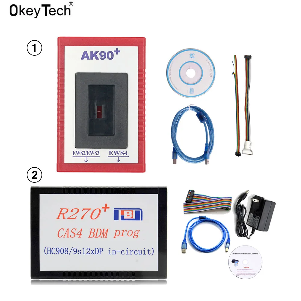 

OkeyTech V3.19 AK90+ For BMW EWS2 EWS3 EWS4 Key Programmer V1.20 R270+ for BMW CAS4 BDM Prog Auto Car Key Programing Tool OBD2
