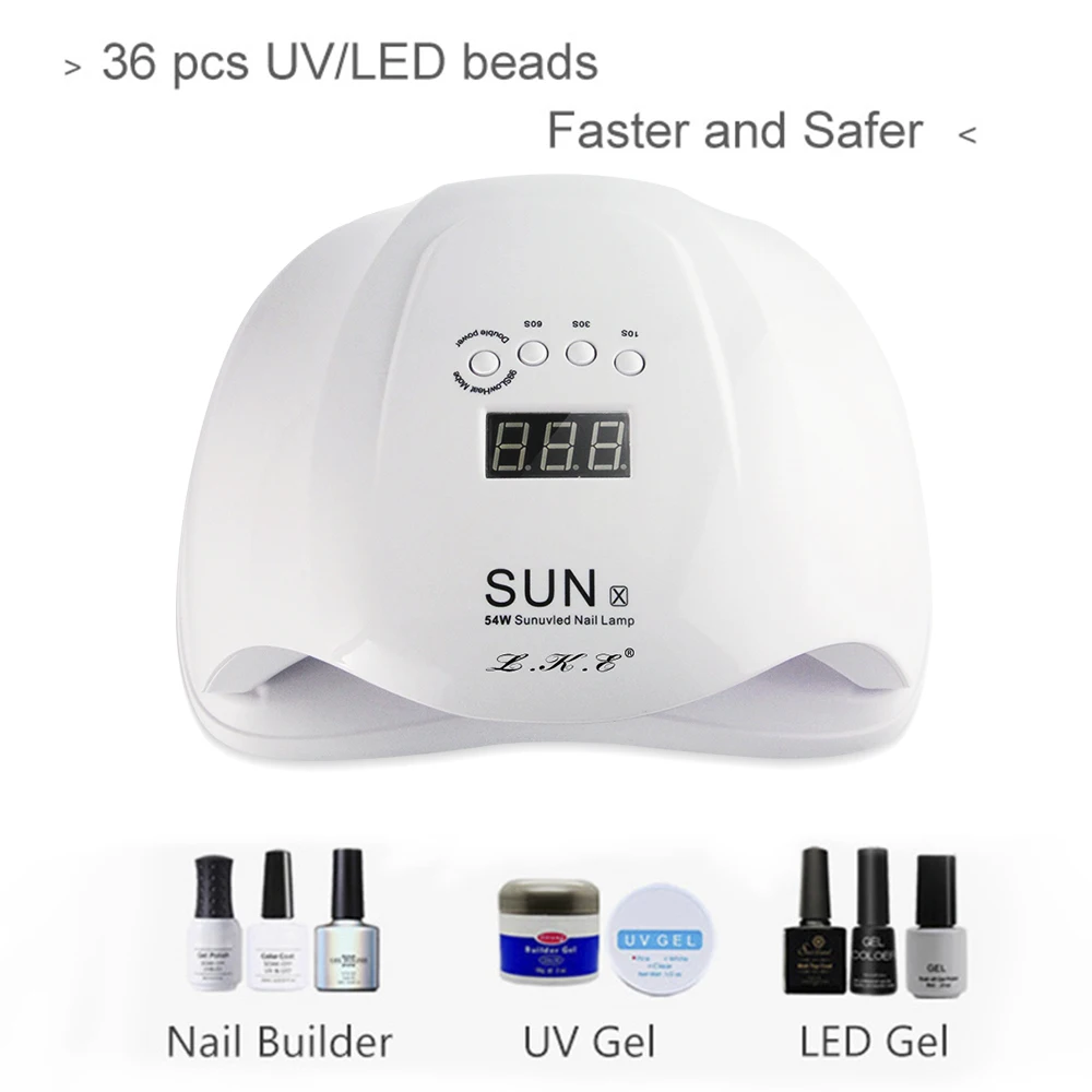 УФ лампа для ногтей LKE 54 Вт SUN X СВЕТОДИОДНЫЙ Прибор сушки гель лака автоматический