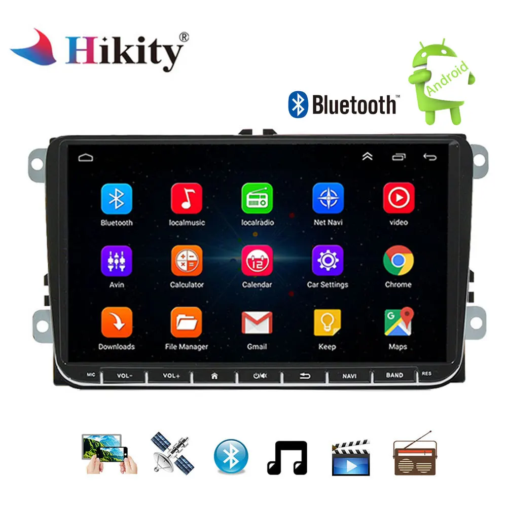 

Hikity 2 Din Car Radio Multimedia Player 9" Android Car GPS Navigation for VW Passat Golf MK5 MK6 Jetta Seat WIFI Mirror Link