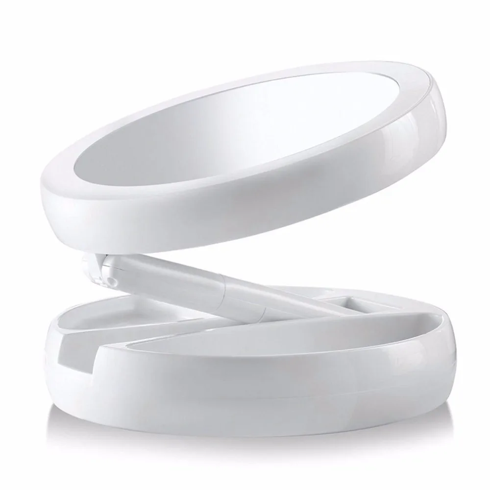 

Lower Power Foldable Round Shape LED Makeup Mirror Women Facial Makeup Cosmetic Desktop Cosmetic Mirror Tools new