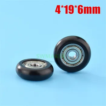 

10pcs 4*19*6mm orange black spherical arc rolling wheel, 624zz bearing wrapped pulley, Peilin wheel, POM cabinet drawer wheel