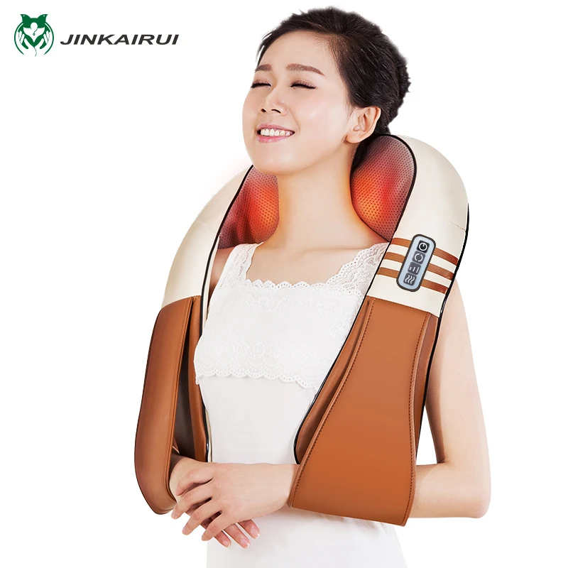 with Gift Box JinKaiRui U Shape Electrical Shiatsu Back Neck Shoulder Body Massager Infrared Heated