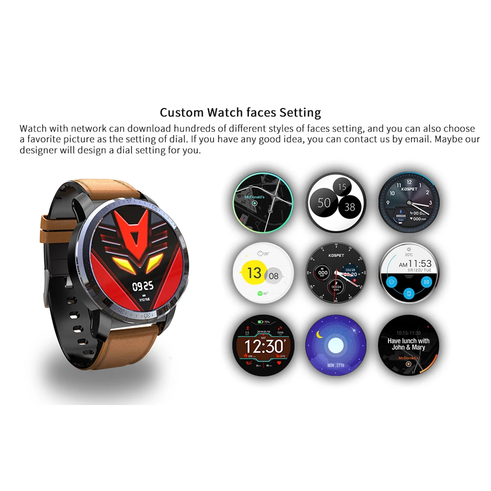 Kospet Optimus Pro 4G Smart Watch Phone 3 GB 32 GB 8.0MP Kamera IP67 Dual-System