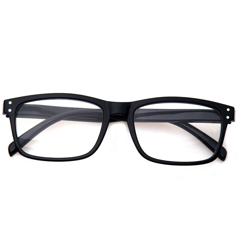 Henotin, мужские и женские ретро очки для чтения, весенние петли, прямоугольные оправы, качественные очки, включают солнцезащитные очки - Цвет оправы: black black