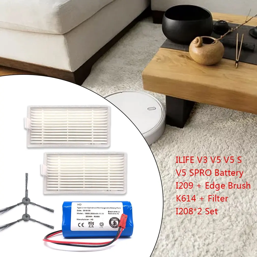 Набор 3 подходит для Ilife V3 V5 X5 V5S подметальная машина аксессуары боковые щетки фильтр аксессуары поддерживать пиковую чистку производительность